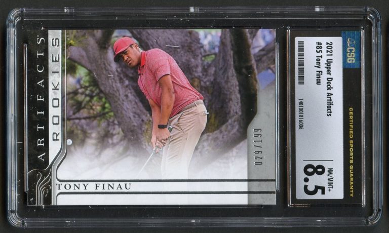 Tony Finau #85 Upper Deck Artifacts 2021 Golf Card 29/199 CSG 8.5 NM/Mint+