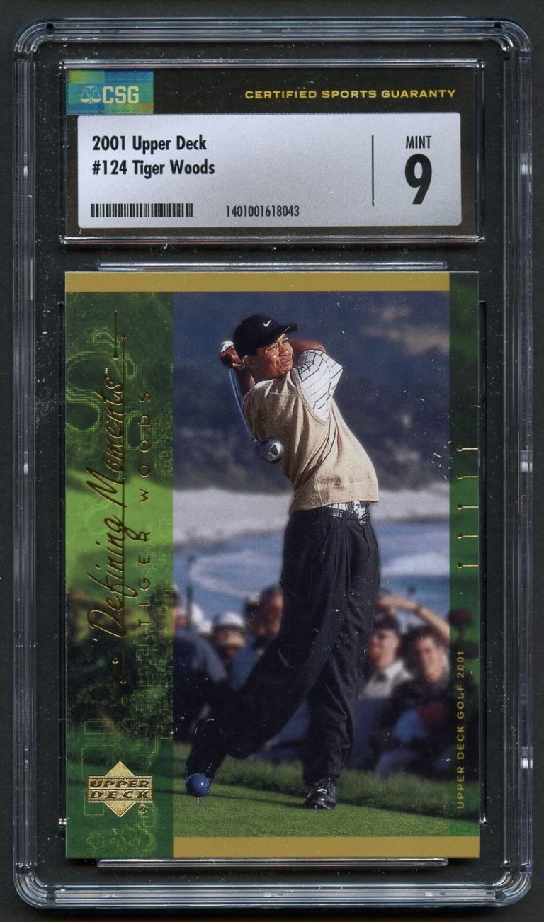 Tiger Woods #124 Upper Deck 2001 Defining Moments Golf Trading Card CSG 9 Mint