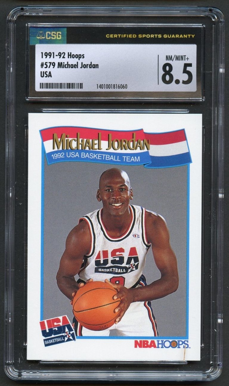Michael Jordan #579 Hoops 1991-92 USA Basketball Team Card CSG 8.5 NM/Mint+