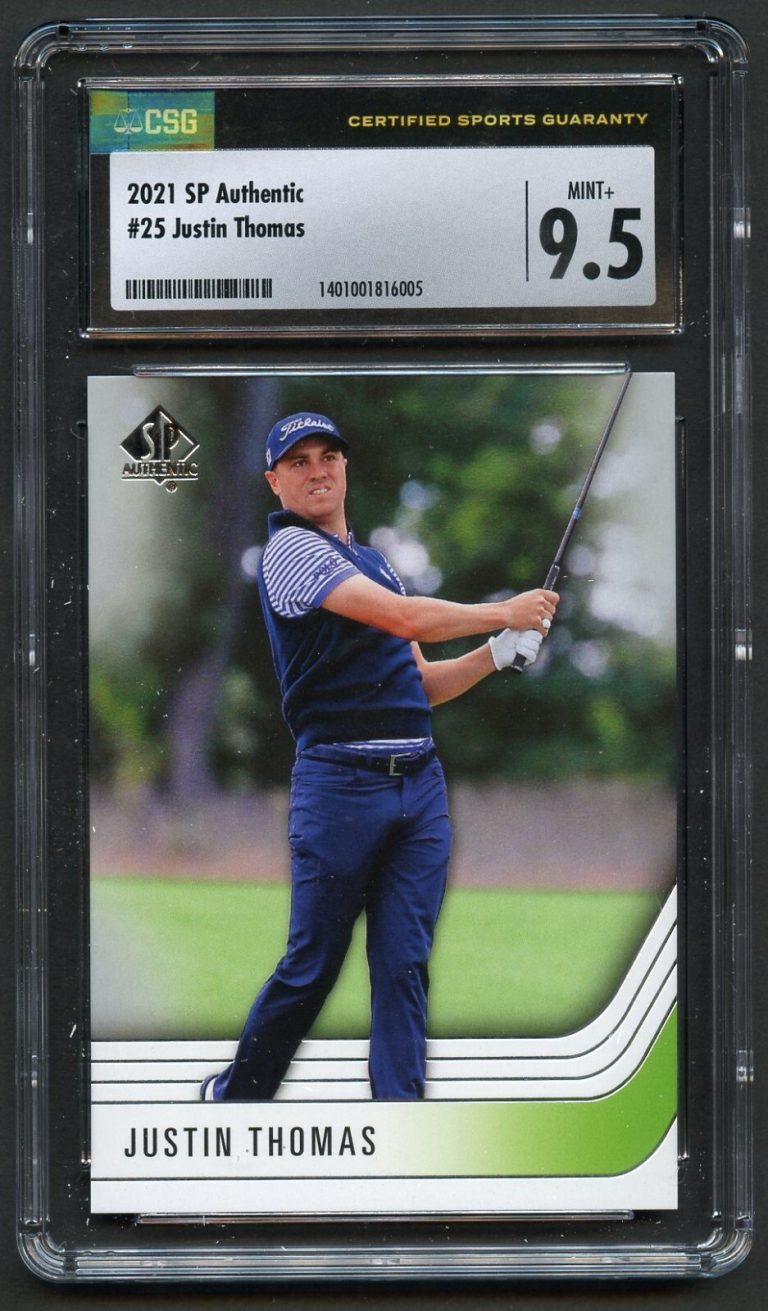 Justin Thomas #25 Upper Deck SP Authentic 2021 Golf Card CSG 9.5 Mint+