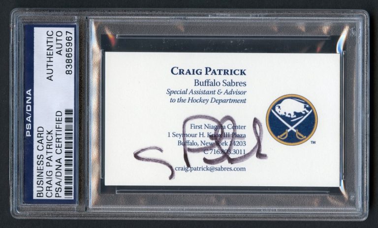 Craig Patrick signed autograph auto Buffalo Sabres Business Card PSA Slabbed
