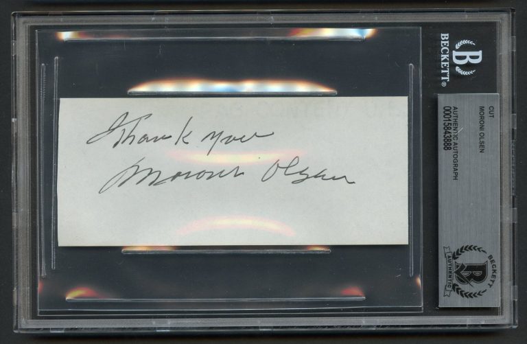 Moroni Olsen d1954 signed 2x5 cut Voice of Slave Snow White's Magic Mirror BAS