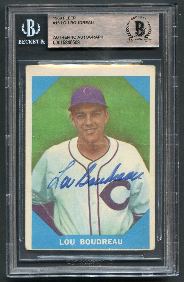 Lou Boudreau #16 signed autograph auto 1960 Fleer Baseball Card BAS Slabbed