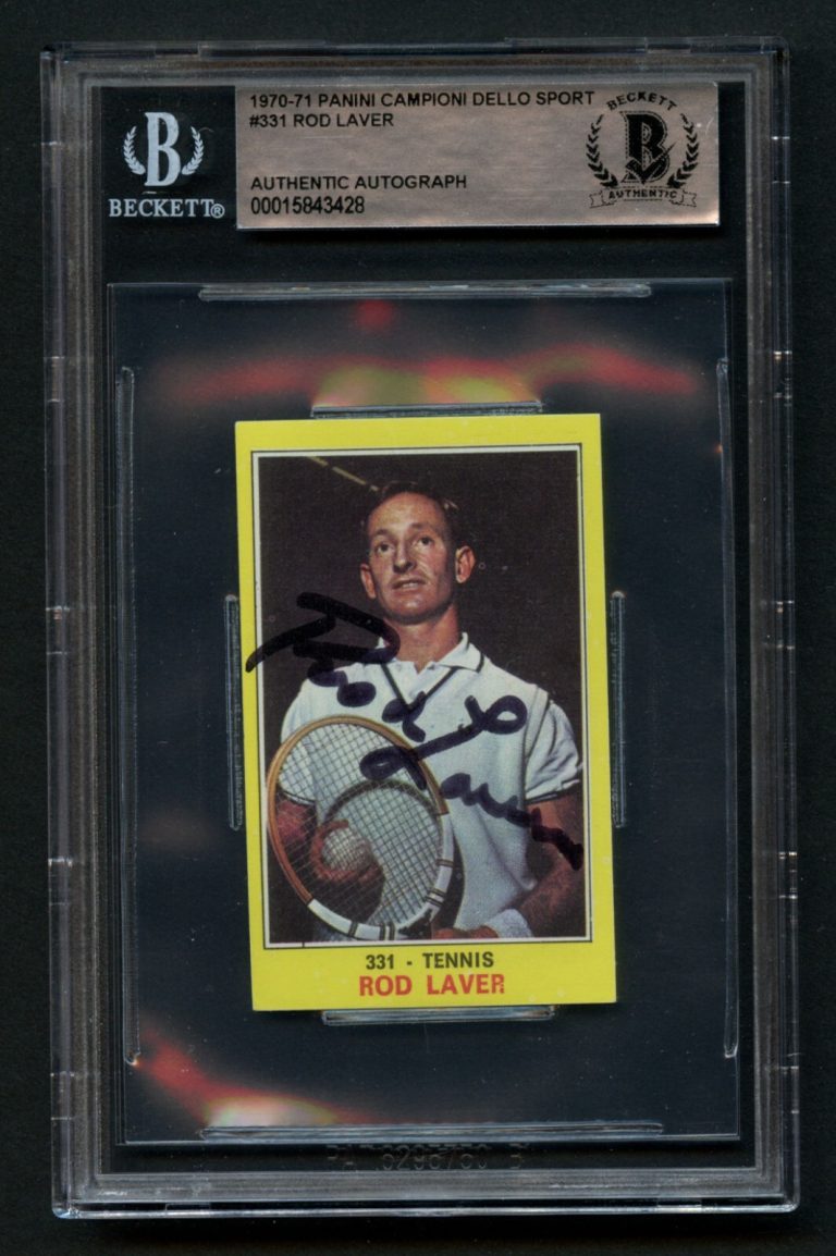Rod Laver signed autograph 1970-71 Panini Campioni Dello Sport ROOKIE Card BAS