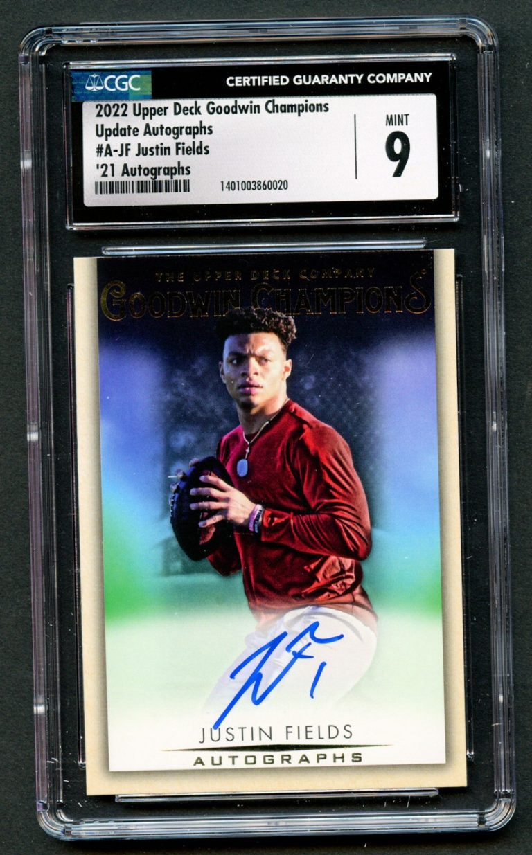 Justin Fields A-JF 2022 Upper Deck Goodwin Champions Update Autograph CGC 9