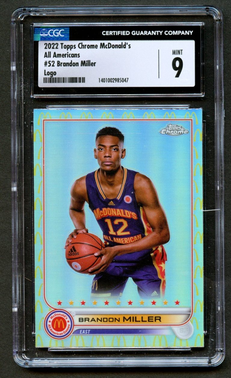 Brandon Miller #52 Topps 2022 Chrome McDonald's Logo All American Card CGC 9