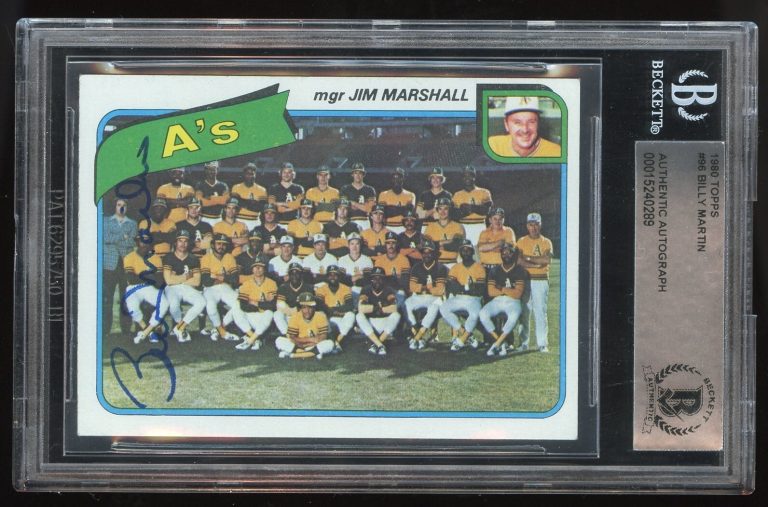 Billy Martin #96 signed autograph auto 1980 Topps Baseball Card BAS Slabbed