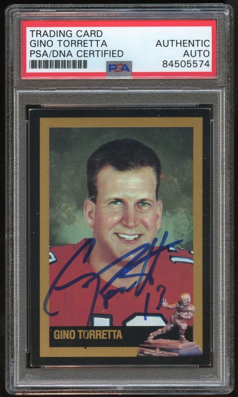 Gino Torretta #58 signed autograph MIAMI Heisman Trophy Card PSA Slabbed