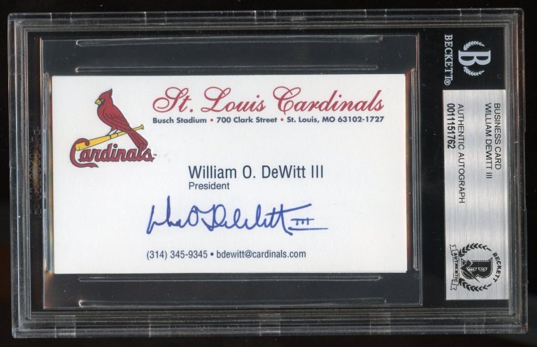 William DeWitt III signed autograph auto Business Card Cardinals President BAS