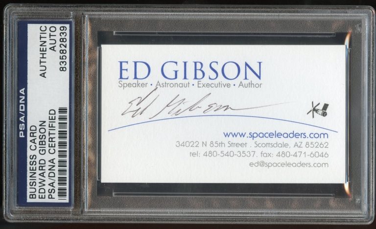 Edward Gibson signed autograph auto Astronaut Business Card PSA Slabbed