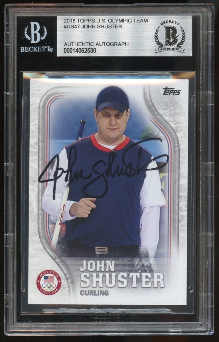 John Shuster #US47 signed autograph auto 2018 Topps US Olympic Team Card BAS