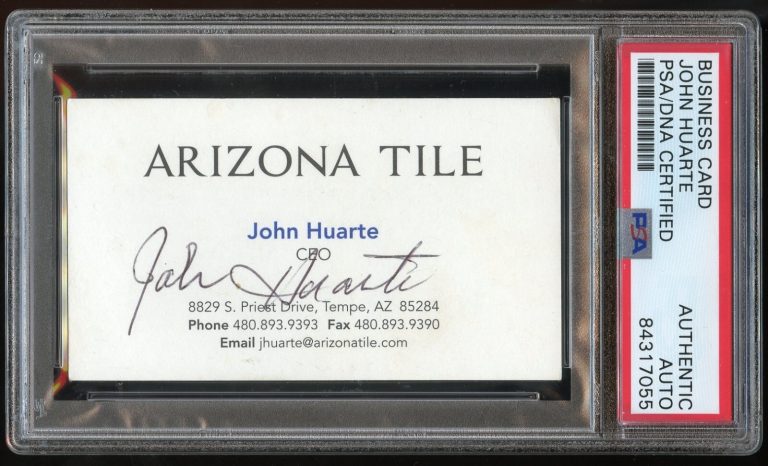 John Huarte signed autograph auto Business Card Arizona Tile CEO PSA Slabbed