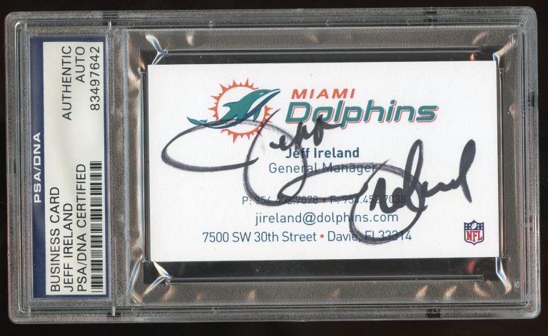 Jeff Ireland signed autograph auto Miami Dolphin GM Business Card PSA Slabbed