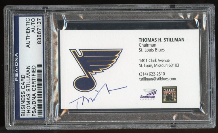 Thomas H. Stillman signed autograph St. Louis Blues Chairman Business Card PSA