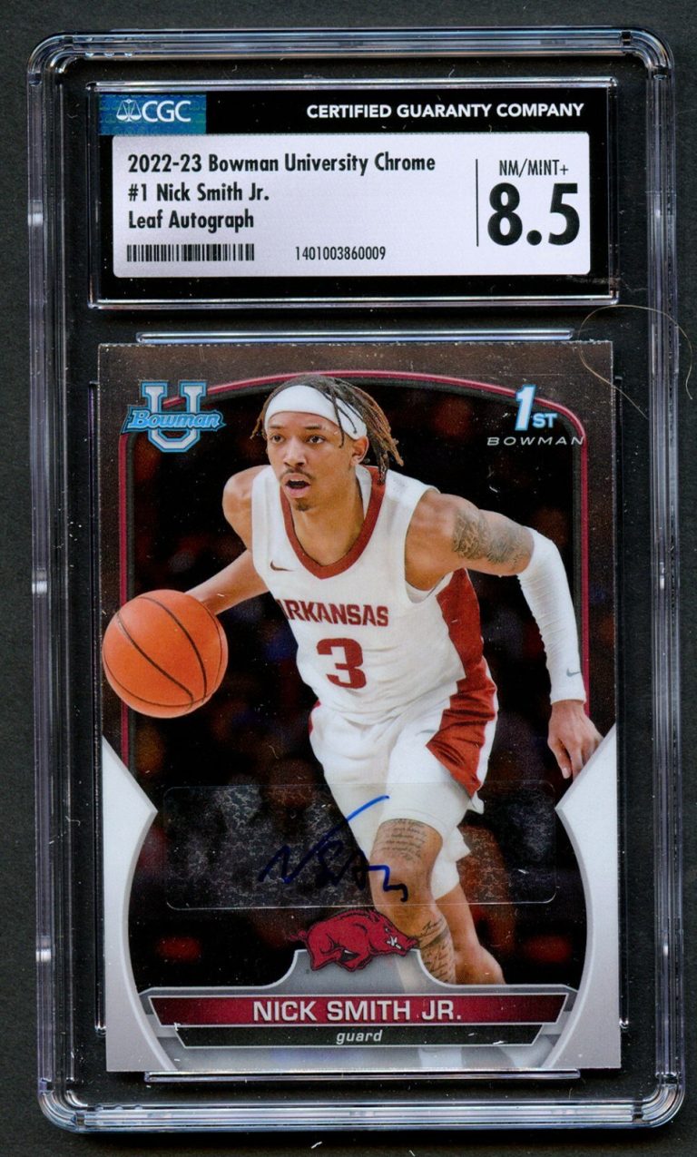 Nick Smith Jr. 2022-23 Bowman University Chrome Leaf Autograph CGC 8.5 Auto 10