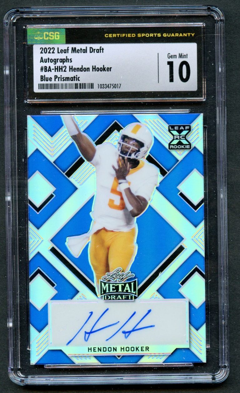 Hendon Hooker BA-HH2 Leaf Metal Draft 2022 Blue Prismatic Autographs Auto CSG 10