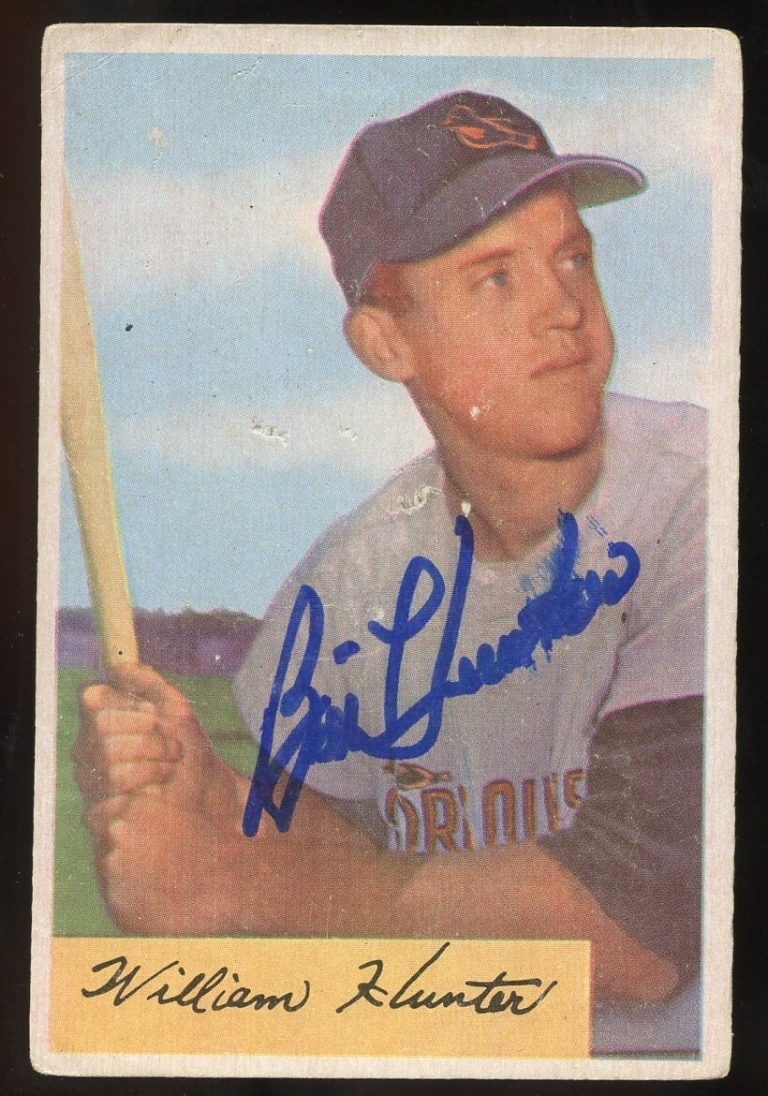Bill Hunter #5 signed autograph auto 1954 Bowman Baseball Trading Card