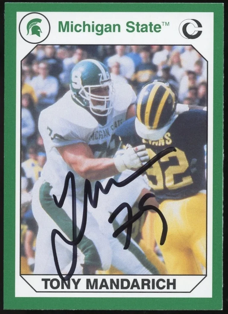 Tony Mandarich #89 signed autograph 1990 Michigan St Collegiate Collection Card