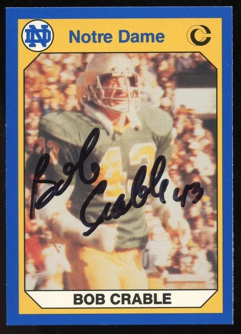 Bob Crable #20 signed autograph auto 1990 Notre Dame Collegiate Collection Card