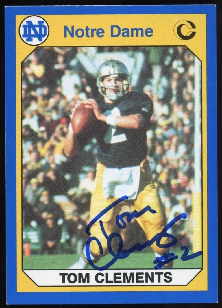 Tom Clements #84 signed autograph 1990 Notre Dame Collegiate Collection Card