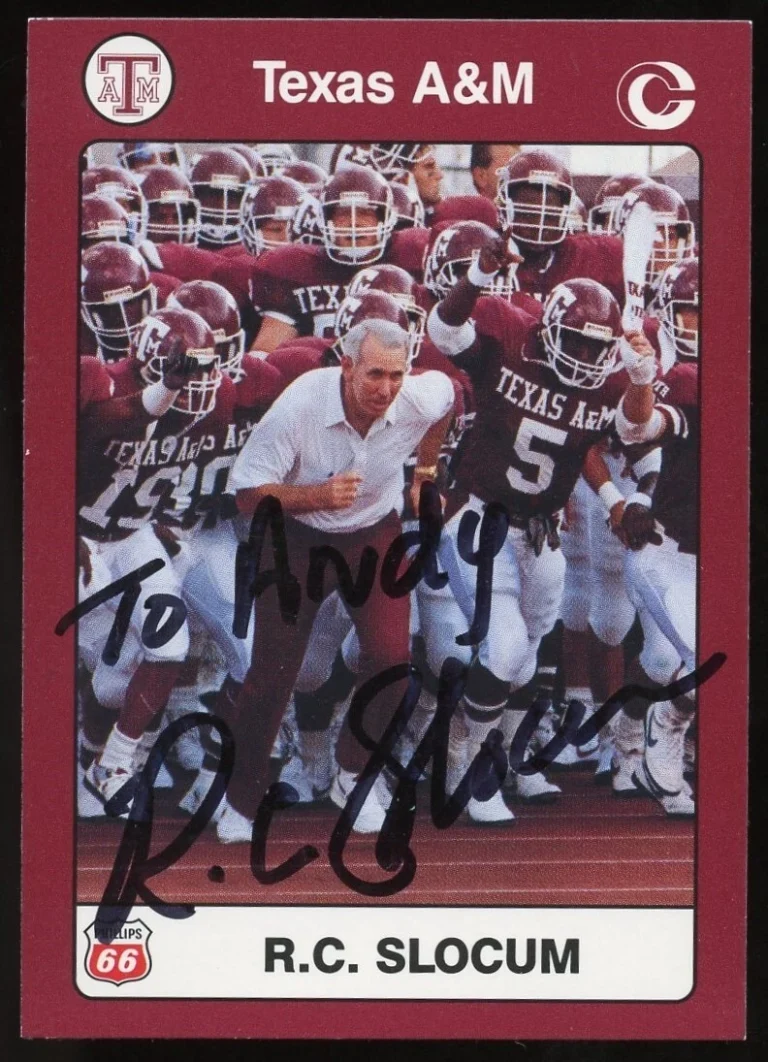 R.C. Slocum #4 signed autograph auto 1991 Texas A&M Collegiate Collection Card