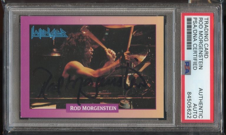 Rod Morgenstein #72 signed autograph 1991 RockCards Winger Card PSA Slabbed