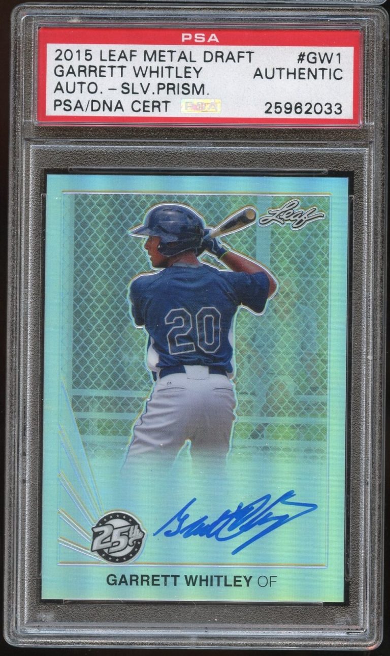Garrett Whitley signed autograph 2015 Leaf Metal Draft Baseball PSA Slabbed