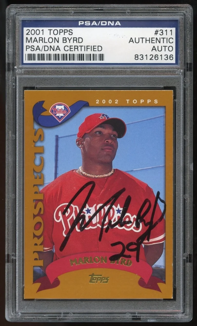 Marlon Byrd #311 signed autograph auto 2001 Topps Baseball PSA Slabbed