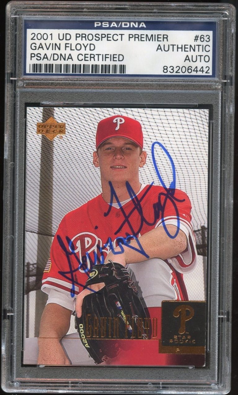 Gavin Floyd #63 signed autograph 2001 UD Prospect Premier Baseball PSA Slabbed