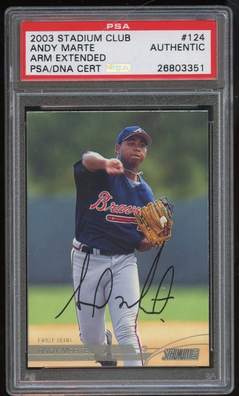 Andy Marte #124 signed autograph auto 2003 Stadium Club Baseball PSA Slabbed