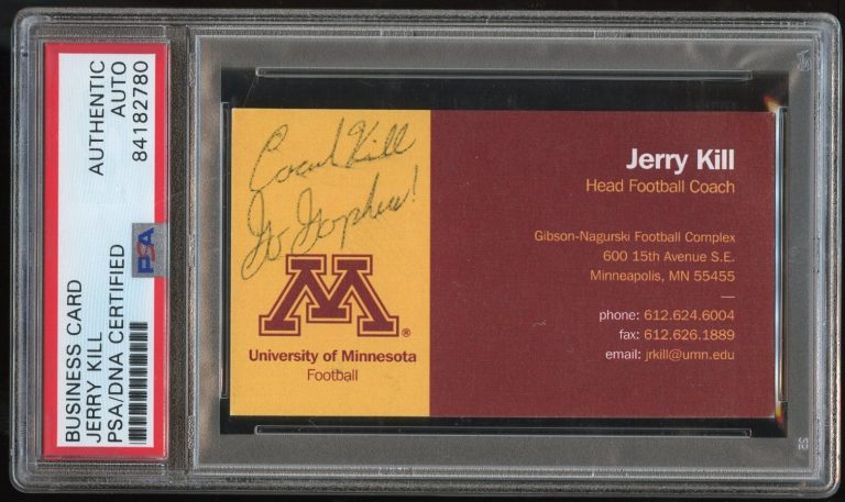 Jerry Kill signed autograph Football Coach New Mexico State Business Card PSA