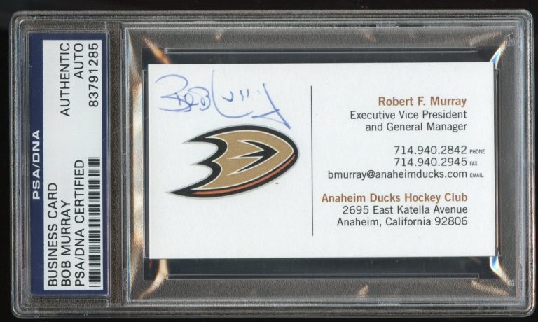 Bob Murray signed autograph auto General Manager Hockey Business Card PSA Slab