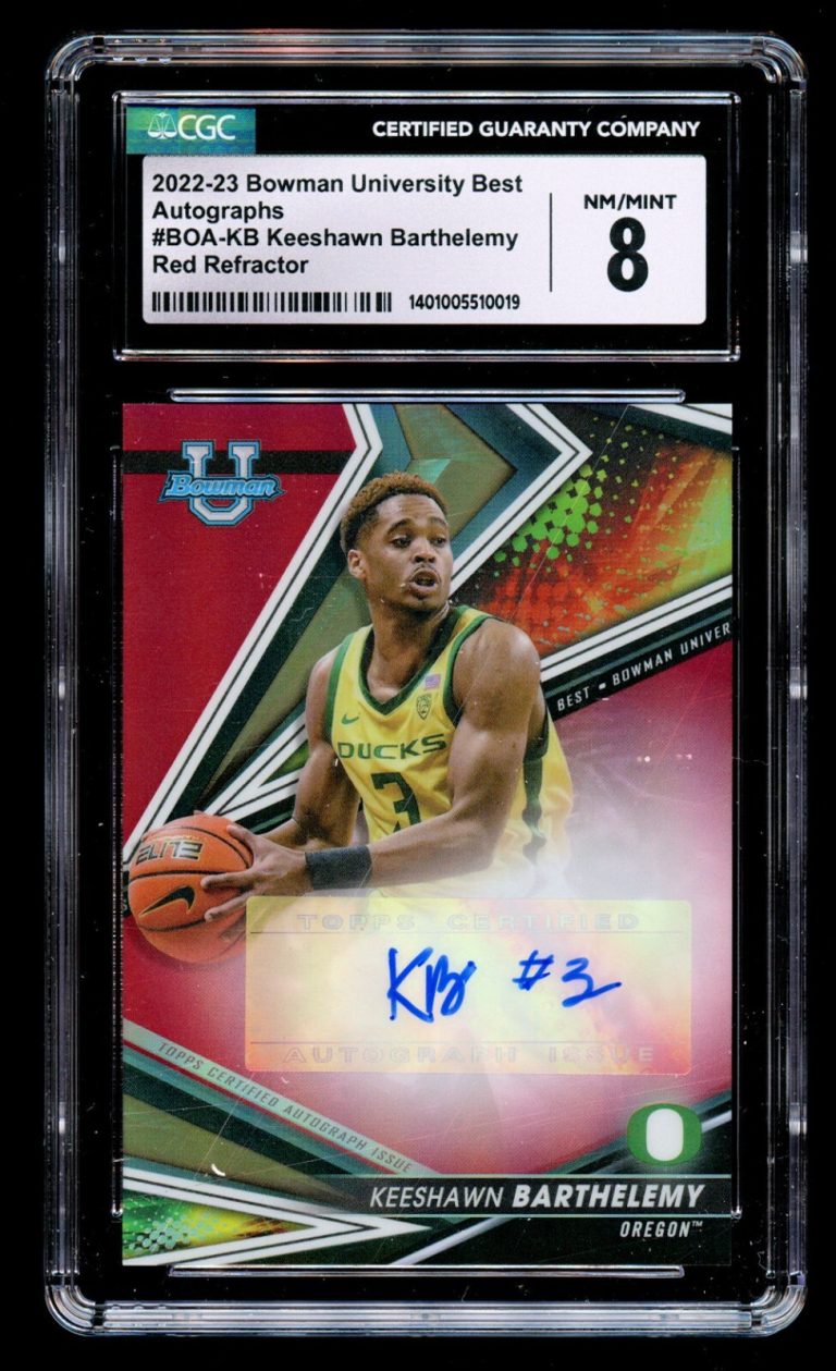 Keeshawn Barthelemy Bowman University Best Autographs Red Refractor 2/10 CGC 8