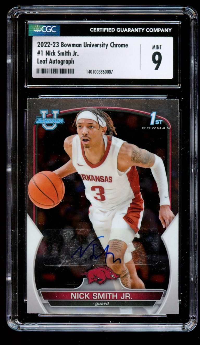 Nick Smith Jr. 2022-23 Bowman University Chrome Leaf Autograph CGC 9 Auto 10