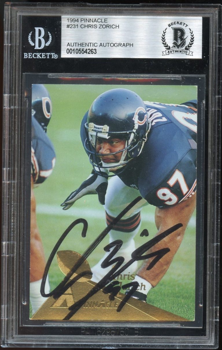 Chris Zorich #231 signed autograph 1994 Pinnacle Football Card BAS Slabbed