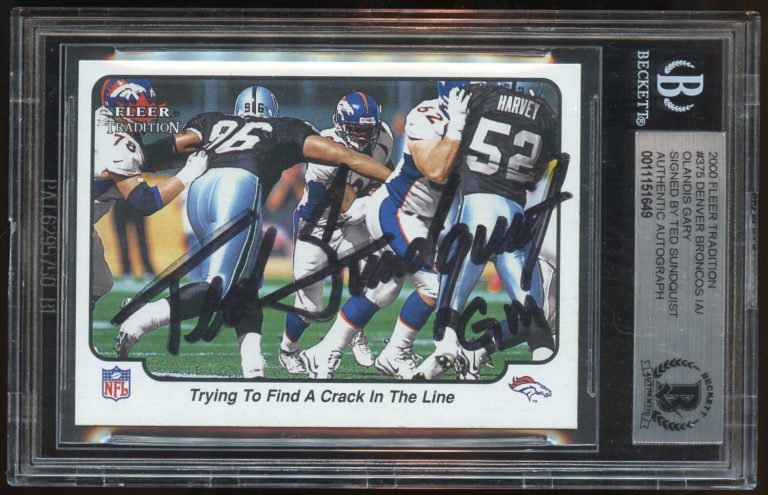 Ted Sundquist #375 signed autograph 2000 Fleer Tradition Football Card BAS Slab