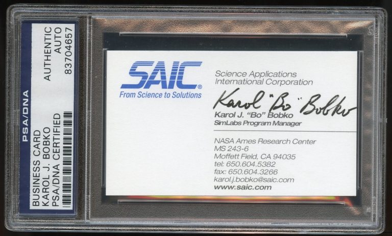 Karol J Bobko signed autograph auto US Air Force Officer Business Card PSA Slab