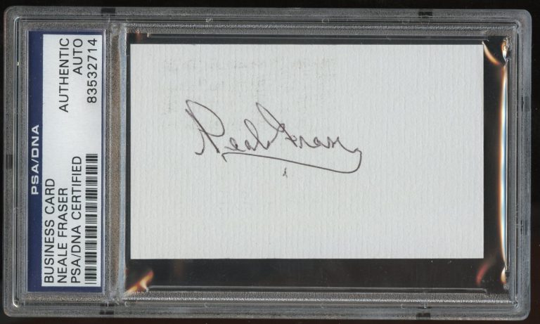 Neale Fraser signed autograph auto Business Card Tennis Hall of Fame PSA Slabbed