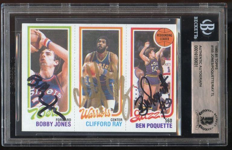 B Jones B Poquette C Ray #155 signed autograph 1980-81 Topps Basketball BAS Slab