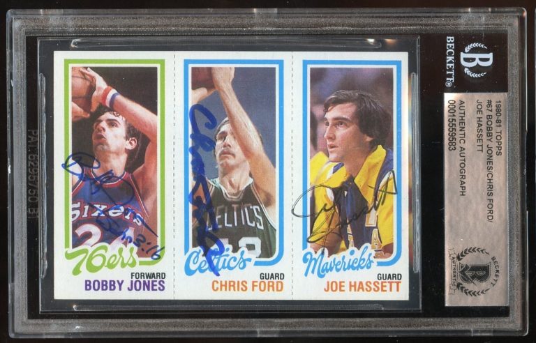 B Jones C Ford J Hassett #67 signed autograph 1980-81 Topps Basketball BAS Slab