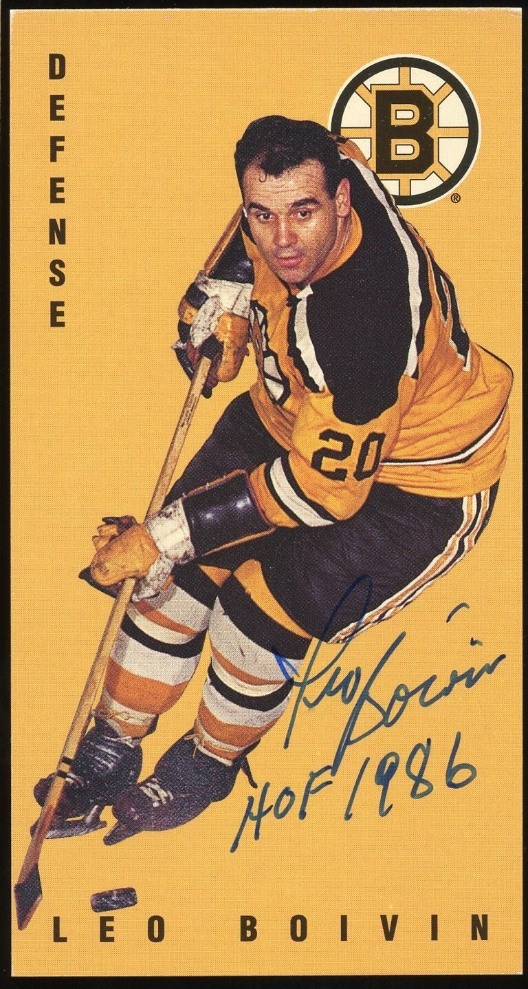 Leo Boivin #9 signed autograph 1994 Parkhurst Card Tall Boy Trading Card