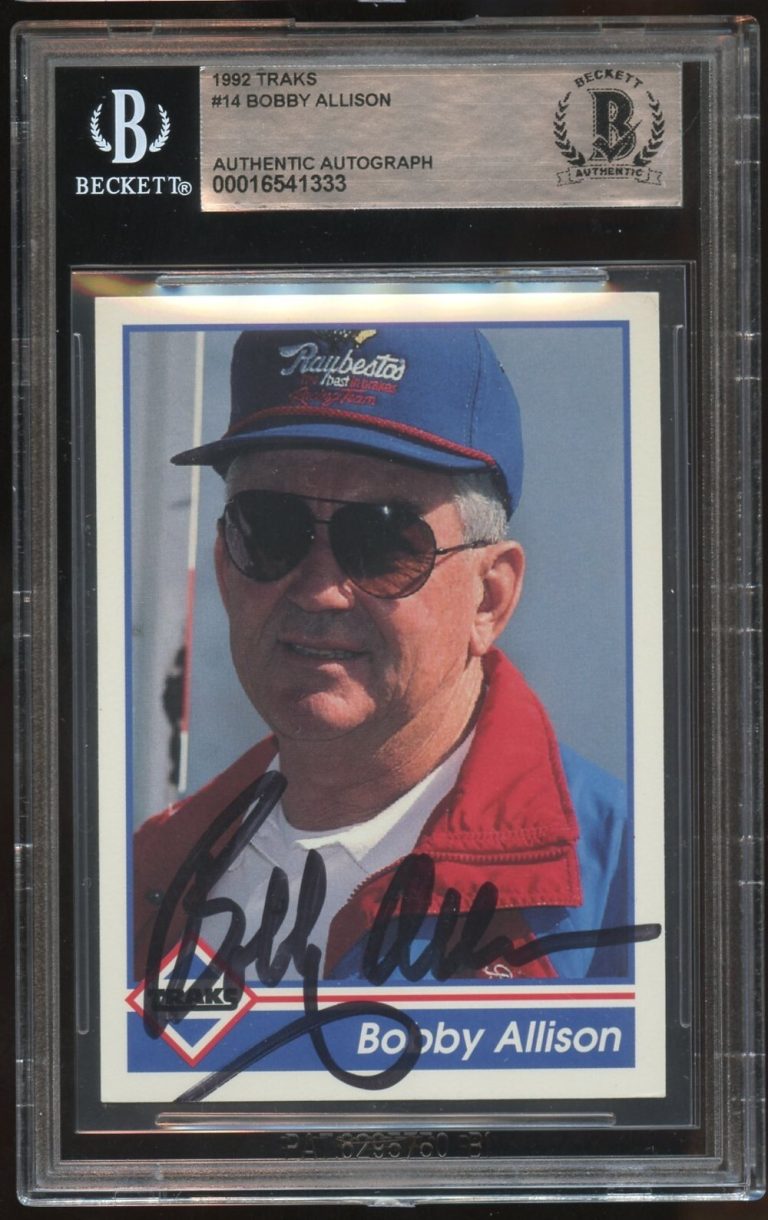 Bobby Allison #14 signed autograph auto 1992 TRAKS Trading Card BAS Slabbed
