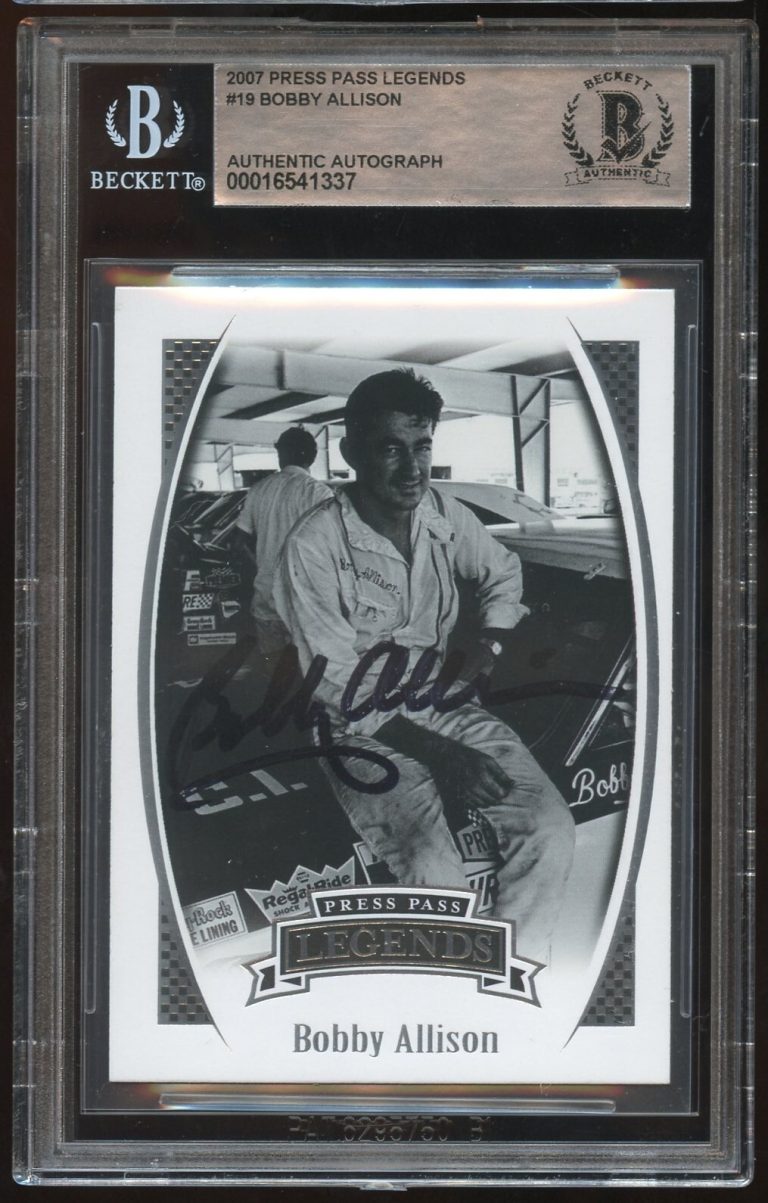 Bobby Allison #19 signed autograph 2007 Press Pass Legends Trading Card BAS Slab