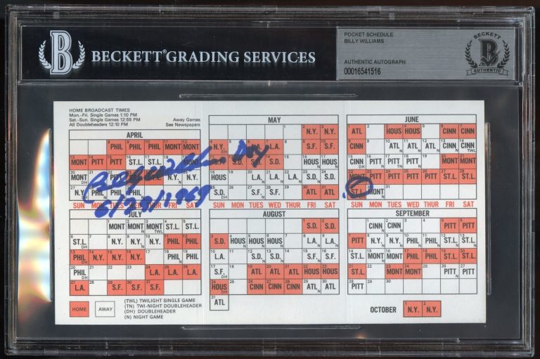 Billy Williams Day 6-29-1969 signed autograph 1969 Cubs Pocket Schedule BAS Slab