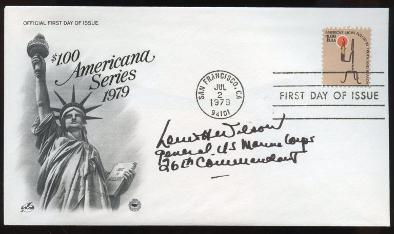 Louis H. Wilson d2005 signed autograph FDC Medal of Honor Recipient USMC WWII