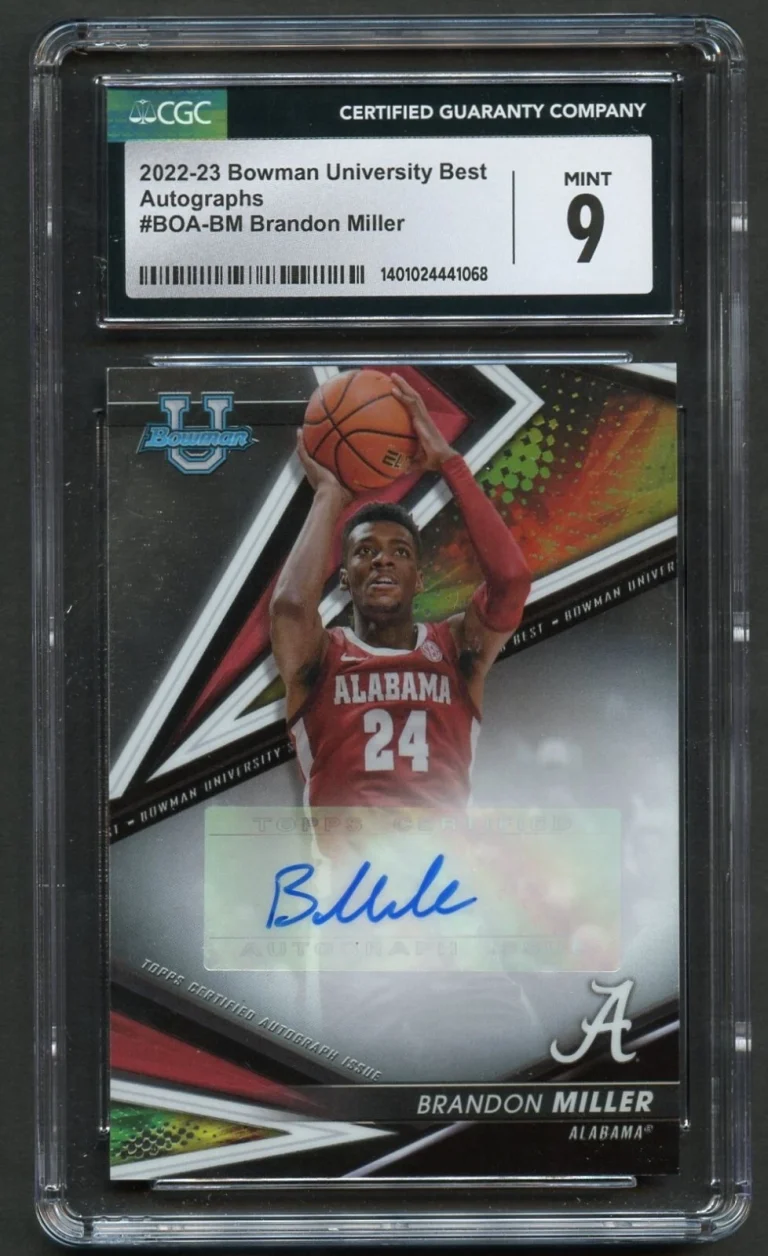 Brandon Miller BOA-BM Bowman University Best 2022-23 Autographs Alabama CGC 9