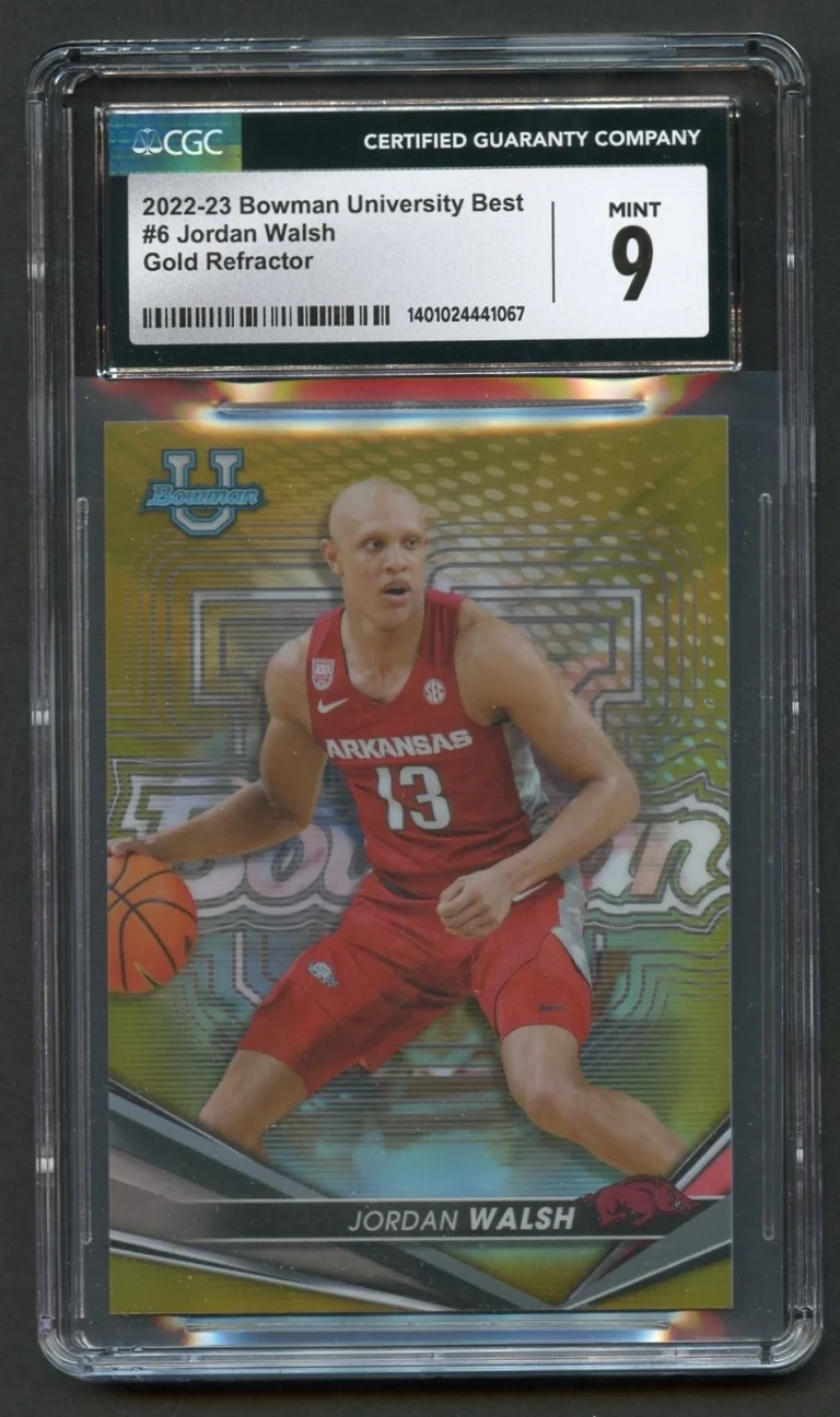 Jordan Walsh #6 Bowman University Best 2022-23 GOLD REFRACTOR Card 17/50 CGC 9