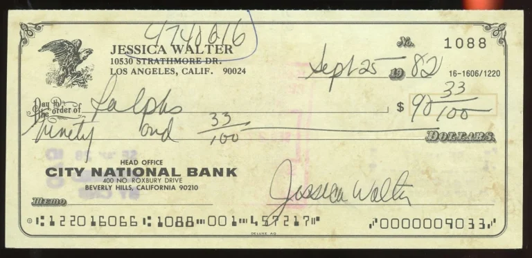 Jessica Walter d2021 signed check autograph auto American Actress