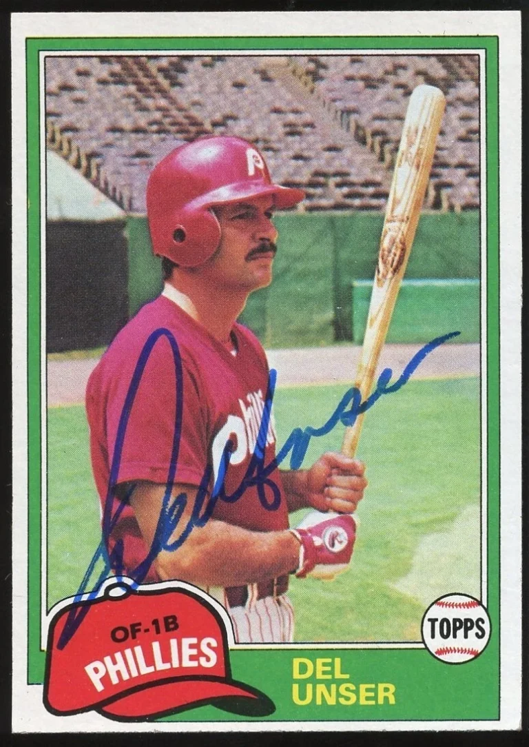 Del Unser #566 signed autograph auto 1981 Topps Baseball Trading Card