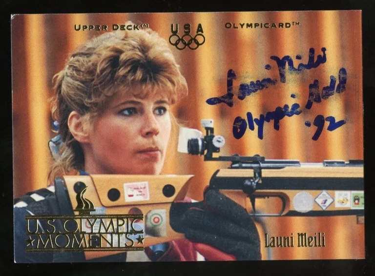Launi Meili #14 signed autograph auto 1996 Upper Deck Olympic Trading Card